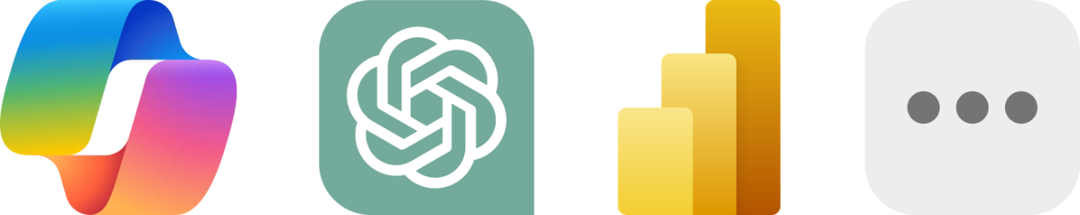 Copilot, Claude, ChatGPT, Power BI, Excel
